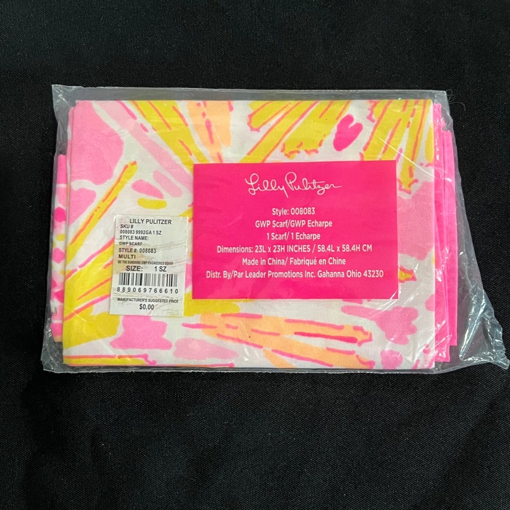 Lilly Pulitzer Be The Sunshine GWP Engineered Scarf Pink Yellow Multi 008083 - Picture 2 of 5